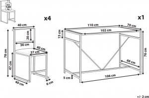 Beliani Zestaw do jadalni stół i 4 krzesła ciemne drewno z czarnym BURTON! 10
