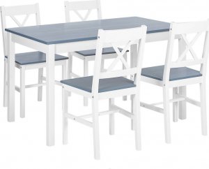Beliani Lumarko Zestaw do jadalni stół i 4 krzesła drewniany biały MOANA! 1