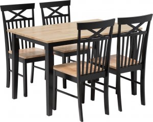 Beliani Lumarko Zestaw do jadalni stół i 4 krzesła drewniany jasny z czarnym HOUSTON! 1