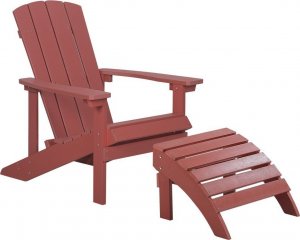 Beliani Lumarko Krzesło ogrodowe z podnóżkiem czerwone ADIRONDACK! 1
