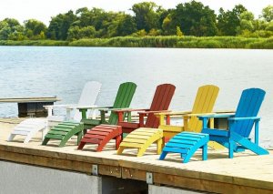 Beliani Krzesło ogrodowe z podnóżkiem czerwone ADIRONDACK! 2