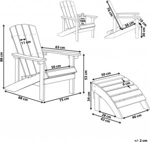 Beliani Krzesło ogrodowe z podnóżkiem czerwone ADIRONDACK! 10