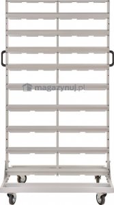 qBox Regał do pojemników warsztatowych, jezdny. Wym: 1740x940x700mm 92 pojemniki (Regał z pojemnikami) 3