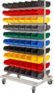 qBox Regał do pojemników warsztatowych, jezdny. Wym: 1740x940x700mm 120 pojemników - takie same (Regał z pojemnikami) 2