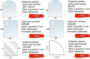 Hurtex Podstawa szklana hartowana - szyba pod Piec lub Kominek 80x70 cm CZARNA 6