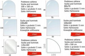Hurtex Podstawa szklana hartowana - szyba pod Piec lub Kominek 80x60 cm CZARNA 6