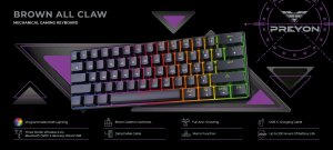 Klawiatura PREYON Brown All Claw Gateron Brown Hot Swap (PBAC61B) 11