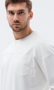 Ombre Bluza męska bez kaptura z kieszonką - kremowa B1277 XL 3