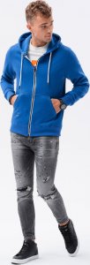 Ombre Bluza męska rozpinana z kapturem BASIC B977 - głęboki niebieski S 3