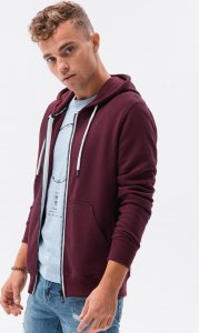 Ombre Bluza męska rozpinana z kapturem BASIC B977 - burgundowa S 3
