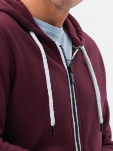Ombre Bluza męska rozpinana z kapturem BASIC B977 - burgundowa S 4