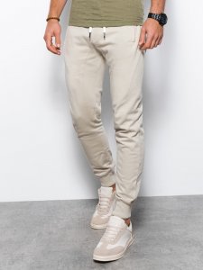 Ombre Spodnie męskie dresowe joggery P948 - jasnoszare XL 1