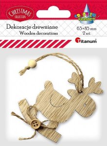 Titanum Drewniana zawieszka łoś na biegunach 63x85mm 2szt.Titanum Christmas 1