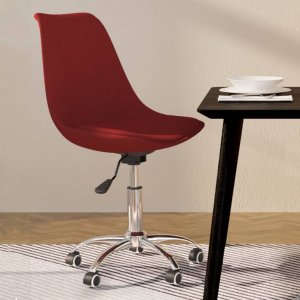 Krzesło biurowe vidaXL vidaXL Obrotowe krzesło stołowe, winna czerwień, obite tkaniną 1