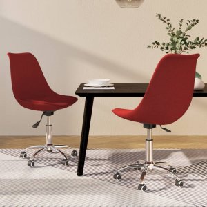 vidaXL vidaXL Obrotowe krzesła stołowe, 2 szt., winna czerwień, obite tkaniną 1