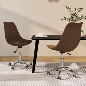 vidaXL vidaXL Obrotowe krzesła stołowe, 2 szt., brązowe, obite tkaniną 1