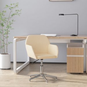 Krzesło biurowe vidaXL vidaXL Obrotowe krzesło biurowe, kremowe, tapicerowane tkaniną 1