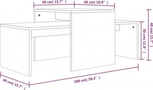 vidaXL vidaXL Stolik kawowy, przydymiony dąb, 100x48x40 cm 6