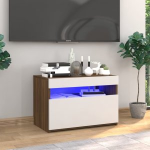 vidaXL vidaXL Szafka pod TV z oświetleniem LED, brązowy dąb, 60x35x40 cm 1