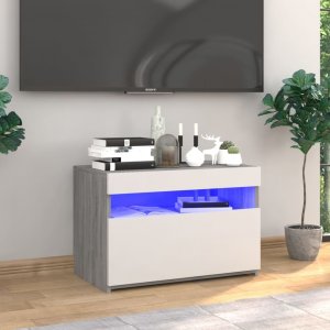 vidaXL vidaXL Szafka pod TV z oświetleniem LED, szary dąb sonoma, 60x35x40 cm 1