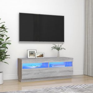 vidaXL vidaXL Szafka pod TV z oświetleniem LED, szary dąb sonoma, 100x35x40cm 1