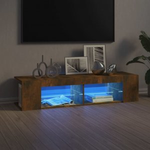 vidaXL vidaXL Szafka TV z oświetleniem LED, przydymiony dąb, 135x39x30 cm 1