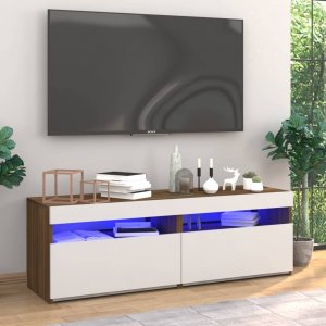 vidaXL vidaXL Szafki pod TV z LED, 2 szt., brązowy dąb, 60x35x40 cm 1