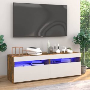 vidaXL vidaXL Szafki pod TV z LED, 2 szt., przydymiony dąb, 60x35x40 cm 1