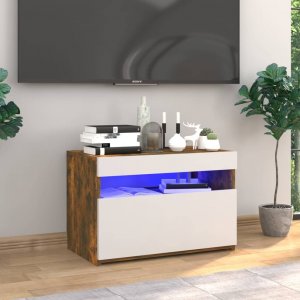 vidaXL vidaXL Szafka pod TV z oświetleniem LED, przydymiony dąb, 60x35x40 cm 1