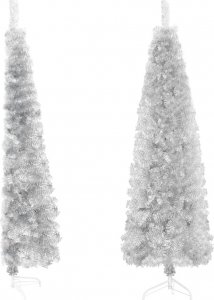 vidaXL Choinka sztuczna na stojaku Srebrna 2