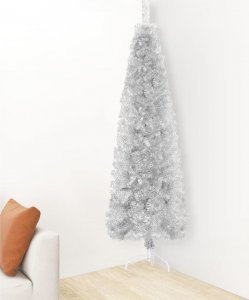 vidaXL Choinka sztuczna na stojaku Srebrna 3