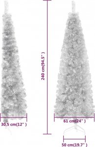 vidaXL Choinka sztuczna na stojaku Srebrna 9