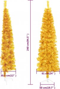 vidaXL Choinka sztuczna na stojaku Złota 9