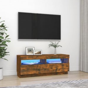 vidaXL vidaXL Szafka pod TV z oświetleniem LED, przydymiony dąb, 100x35x40 cm 1