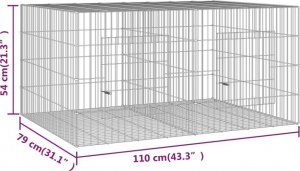 vidaXL vidaXL Klatka dla królika, 2 panele, 110x79x54cm, galwanizowane żelazo 7
