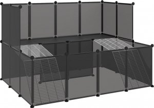 vidaXL vidaXL Klatka dla małych zwierząt, czarna, 143x107x93 cm, PP i stal 2