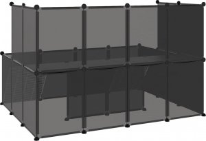 vidaXL vidaXL Klatka dla małych zwierząt, czarna, 143x107x93 cm, PP i stal 5