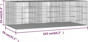 vidaXL vidaXL Klatka dla królika, 3 panele, 163x79x54cm, galwanizowane żelazo 7