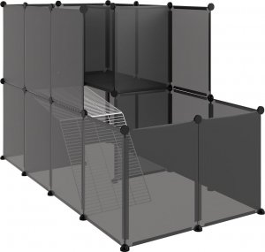 vidaXL vidaXL Klatka dla małych zwierząt, czarna, 142x74x93 cm, PP i stal 2