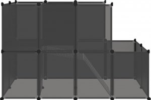 vidaXL vidaXL Klatka dla małych zwierząt, czarna, 142x74x93 cm, PP i stal 4