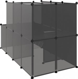 vidaXL vidaXL Klatka dla małych zwierząt, czarna, 142x74x93 cm, PP i stal 5