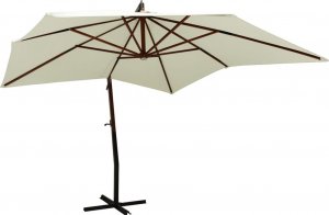 vidaXL vidaXL Wiszący parasol na drewnianym słupku, 300 cm, piaskowa biel 1