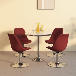 vidaXL vidaXL Obrotowe krzesła stołowe, 4 szt., winna czerwień, obite tkaniną 1