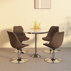 vidaXL vidaXL Obrotowe krzesła stołowe, 4 szt., brązowe, obite tkaniną 1