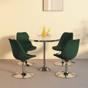 vidaXL vidaXL Obrotowe krzesła stołowe, 4 szt., ciemnozielone, obite tkaniną 1