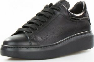 Sempre Sneakersy skórzane ze wstawką czarne Sempre-36 3