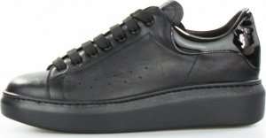 Sempre Sneakersy skórzane ze wstawką czarne Sempre-36 4