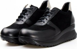 Clasicco Sneakersy skórzane zamszowe połyskujące czarne Clasicco-37 4