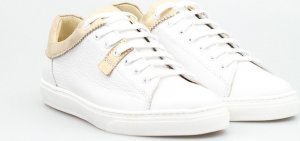 Clasicco Tenisówki skórzane z mieniącymi się wstawkami białe złote Classico-39 4