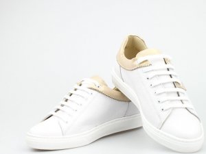 Clasicco Tenisówki skórzane z mieniącymi się wstawkami białe złote Classico-39 6